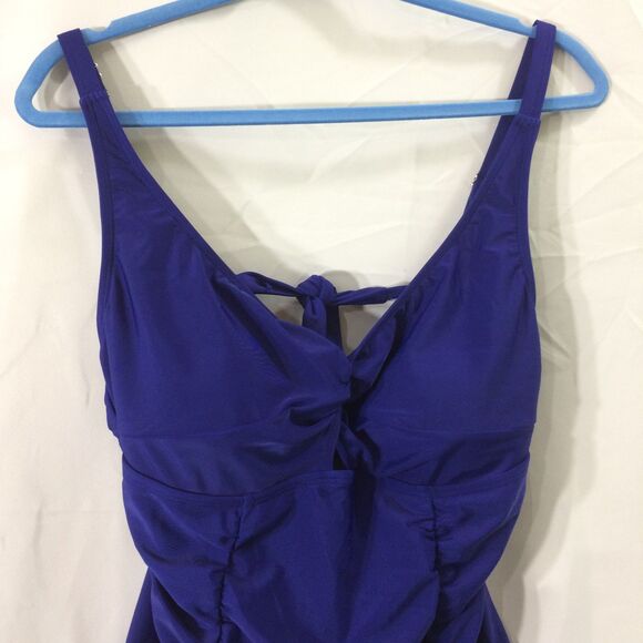 Eomenie Blue One Piece Swimsuit Size Large NWT Tie Back Adjustable Cutout Front - Picture 4 of 7